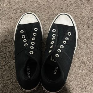 Converse Black and White Canvas Sneakers with Vulcanized Sole